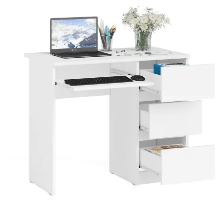 Стол компьютерный три ящика МС-6 белый (правый)
