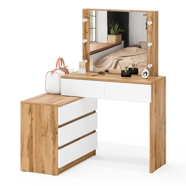 Стол косметический с подсветкой 110 дуб вотан/белый Стол косметический с подсветкой 110 дуб вотан/белый