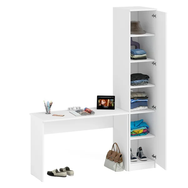 Комплект Мори Стол письменный МСП 1200.1 + Пенал МШ 400.1 белый