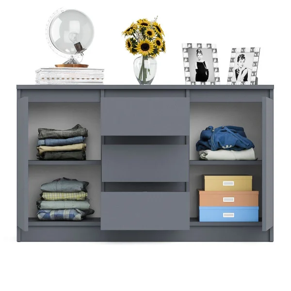 Комод-тумба три ящика и две дверки МК 1200.3 графит Комод-тумба три ящика и две дверки МК 1200.3 графит