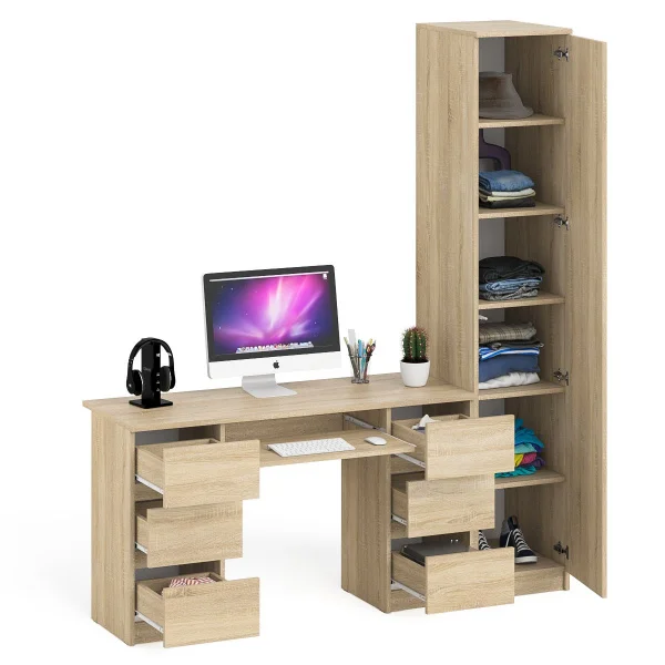 Комплект стол компьютерный МС-2 + Пенал МШ 400.1 дуб сонома