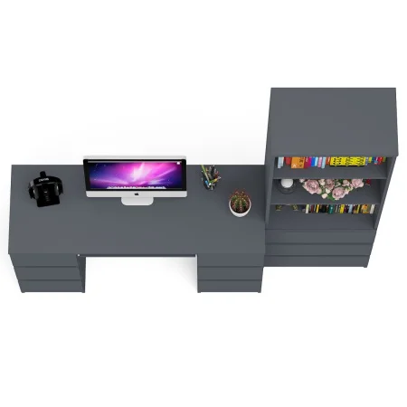 Комплект Мори Стол компьютерный МС-2 + Стеллаж МСТ 600.3 графит