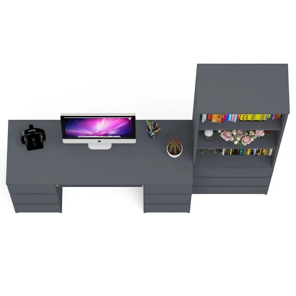 Комплект Мори Стол компьютерный МС-2 + Стеллаж МСТ 600.3 графит