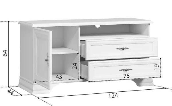Тумба Кентаки RTV 1D2S белый Тумба Кентаки RTV 1D2S белый