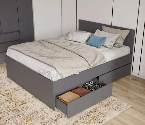 Кровать двуспальная Мори с ящиками КРМЯ 1600.1 графит Кровать двуспальная Мори с ящиками КРМЯ 1600.1 графит