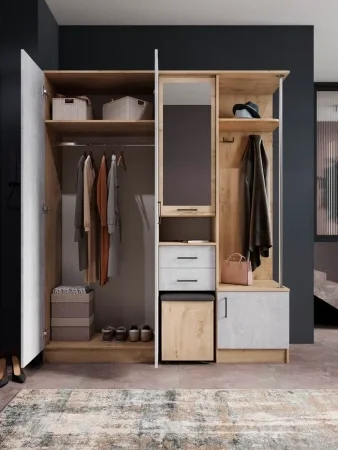 Прихожая Дуся 1.7 дуб бунратти/цемент