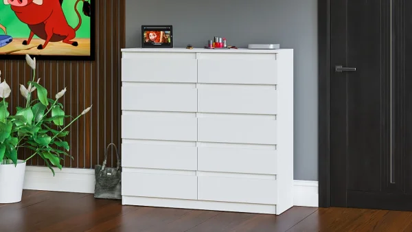 Комод десять выдвижных ящиков МК 1200.10 белый Комод десять выдвижных ящиков МК 1200.10 белый