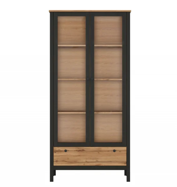 Шкаф-витрина Лофт REG2W1S дуб вотан/черный Шкаф-витрина Лофт REG2W1S дуб вотан/черный