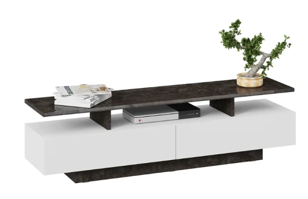 Тумба ТВ Монтана тип 1 белый/ателье темный глянец