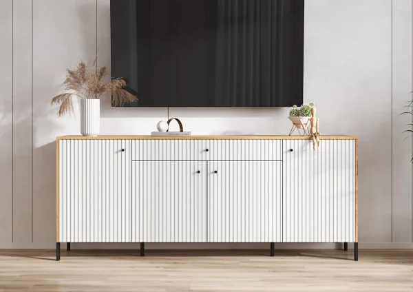 Комод Оливия (металл) дуб крафт/браш вайт Комод Оливия (металл) дуб крафт/браш вайт