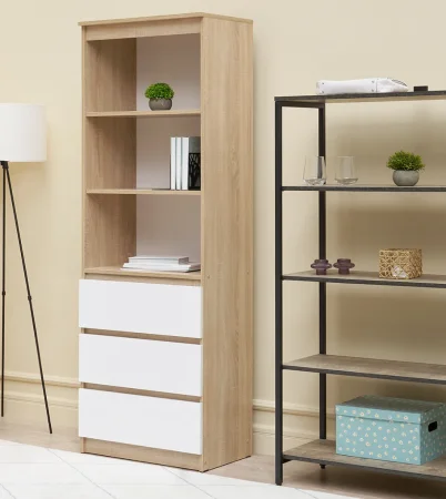 Стеллаж Челси дуб сонома/белый глянец