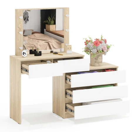 Стол косметический с подсветкой 110 дуб сонома/белый