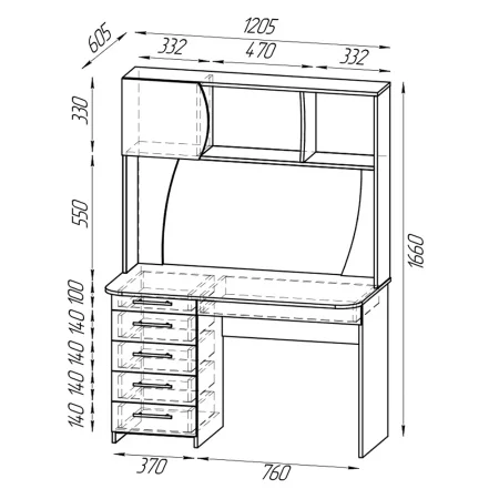 Стол рабочий Сигма 6-0606 дуб сонома