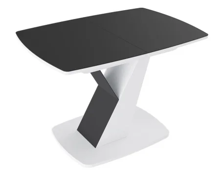 Стол обеденный Гарда тип 1 белый/стекло матовое черный графит