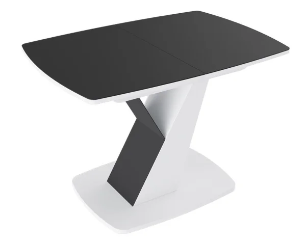 Стол обеденный Гарда тип 1 белый/стекло матовое черный графит