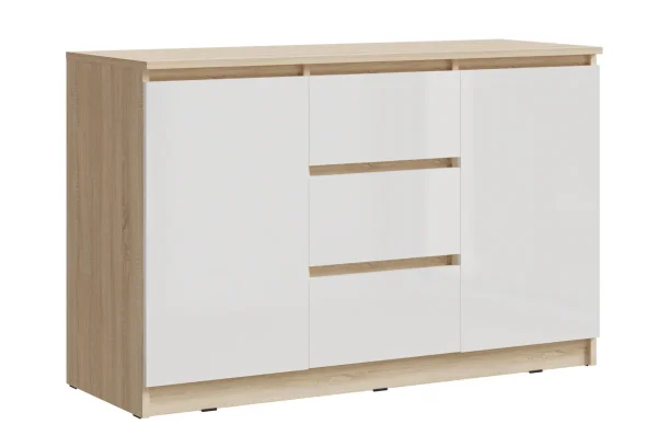 Комод Челси 1200 (2 двери 3 ящика) дуб сонома/белый глянец Комод Челси 1200 (2 двери 3 ящика) дуб сонома/белый глянец