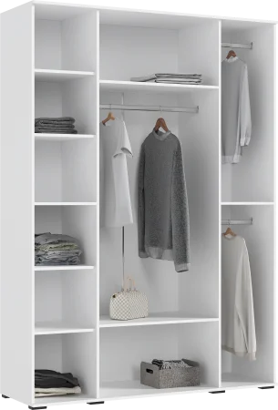 Шкаф 4-х створчатый с зеркалом Норд 1600 белый/белый глянец