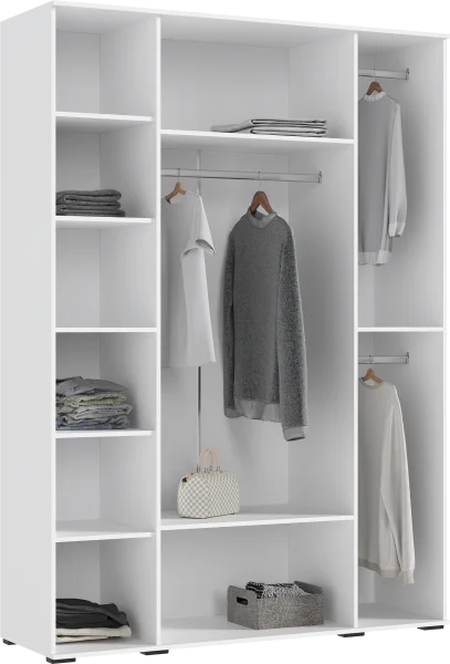 Шкаф 4-х створчатый с зеркалом Норд 1600 белый/белый глянец