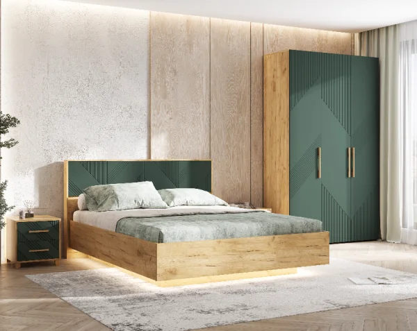 Тумба прикроватная Ирис браш мени грин/дуб крафт (2 шт) Тумба прикроватная Ирис браш мени грин/дуб крафт (2 шт)