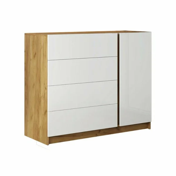 Комод Бостон КМ-001 дуб крафт золотой/белый глянец Комод Бостон КМ-001 дуб крафт золотой/белый глянец