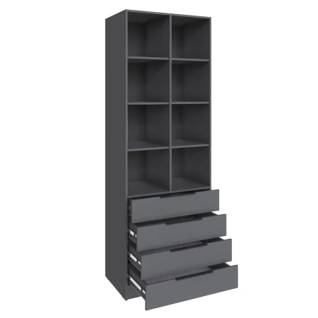 Стеллаж Мадрид 0,8 с 4 ящиками графит серый