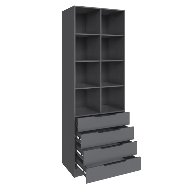 Стеллаж Мадрид 0,8 с 4 ящиками графит серый