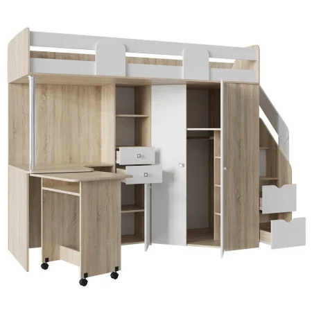Кровать чердак Мийа дуб сонома/белый