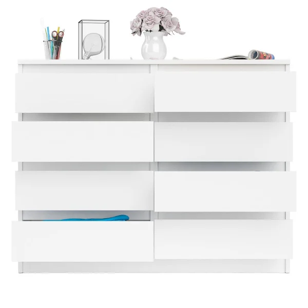 Комод восемь выдвижных ящиков МК 1200.8 белый Комод восемь выдвижных ящиков МК 1200.8 белый