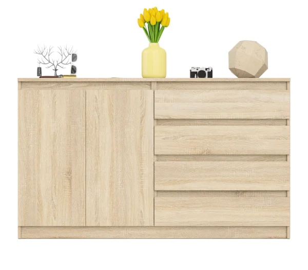 Комод широкий четыре ящика и две дверки МК 1600.1 дуб сонома Комод широкий четыре ящика и две дверки МК 1600.1 дуб сонома