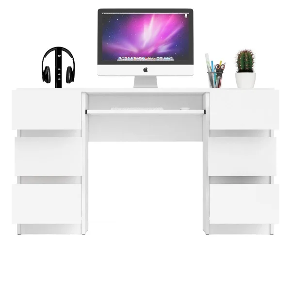 Компьютерный стол с двумя тумбами МС-2 белый