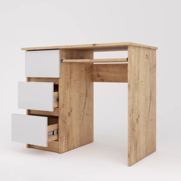 Стол письменный Охта Лайт 6.3 левый дуб вотан/белый