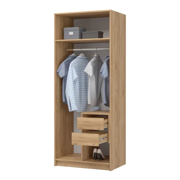 Шкаф 2-х створчатый Лион ШК-01 с антресолью АН-01 дуб крафт/графит серый