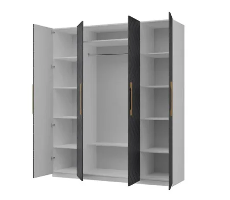 Шкаф 4-х створчатый Копенгаген белый/серый