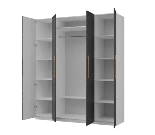 Шкаф 4-х створчатый Копенгаген белый/серый