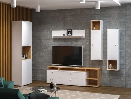 Шкаф комбинированный Бэль 10.04 дуб крафт золотой/белый премиум