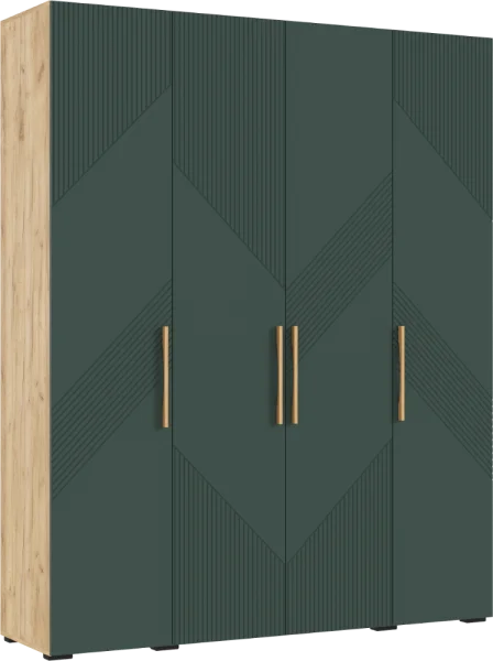 Шкаф 4-х створчатый Ирис 1800 браш мени грин/дуб крафт