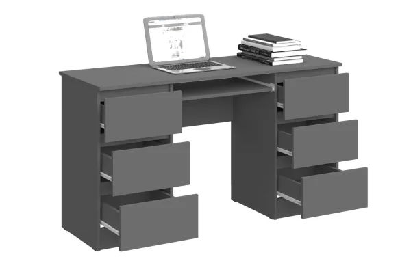 Стол Челси 6 ящиков графит