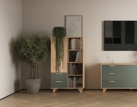 Шкаф-витрина Ньерд дуб вотан/можжевельник