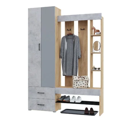 Прихожая Домино дуб крафт золотой/бетон