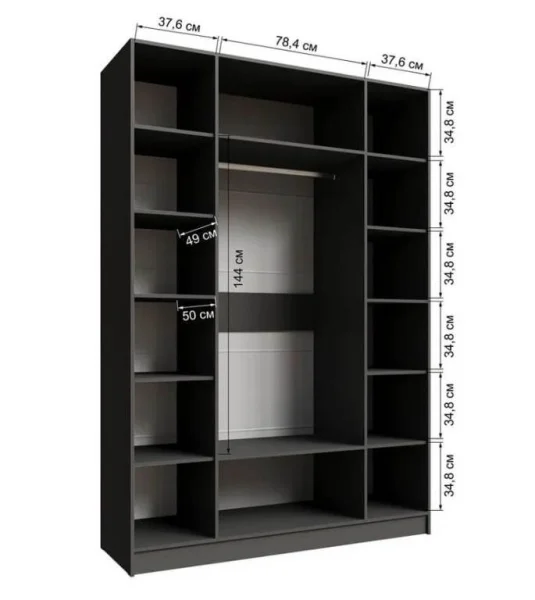 Шкаф Мадрид (1,6) без зеркала графит серый