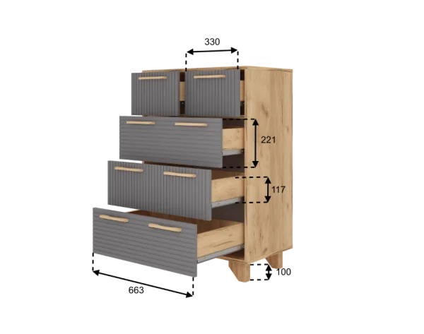 Комод Ньерд 700.5 дуб вотан/черника Комод Ньерд 700.5 дуб вотан/черника