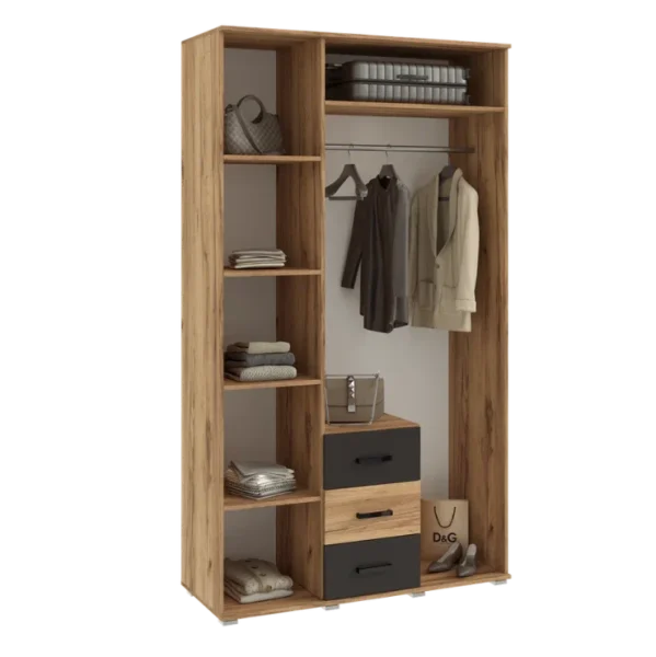 Шкаф Белла 3-х створчатый графит/дуб крафт