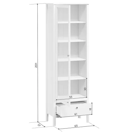 Шкаф-витрина Ева (Хельга) REG1W1S/65 белый