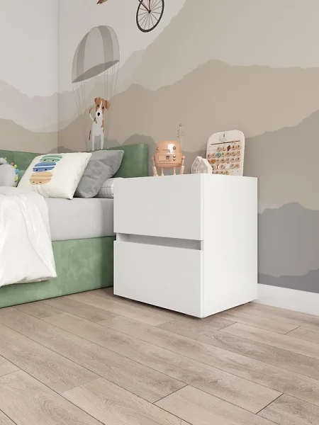 Тумба прикроватная с двумя ящиками 50 белый Тумба прикроватная с двумя ящиками 50 белый