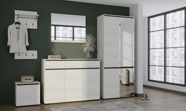 Комод Гретта 3С3Я дуб крафт белый/антрацит Комод Гретта 3С3Я дуб крафт белый/антрацит