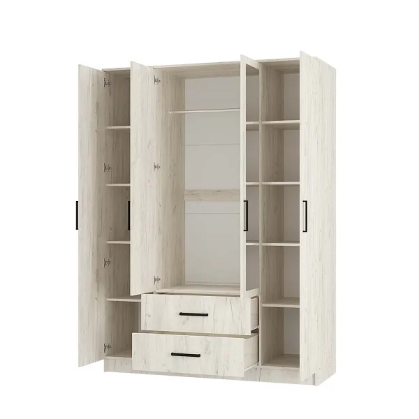 Шкаф 4-х створчатый Фиеста дуб крафт белый