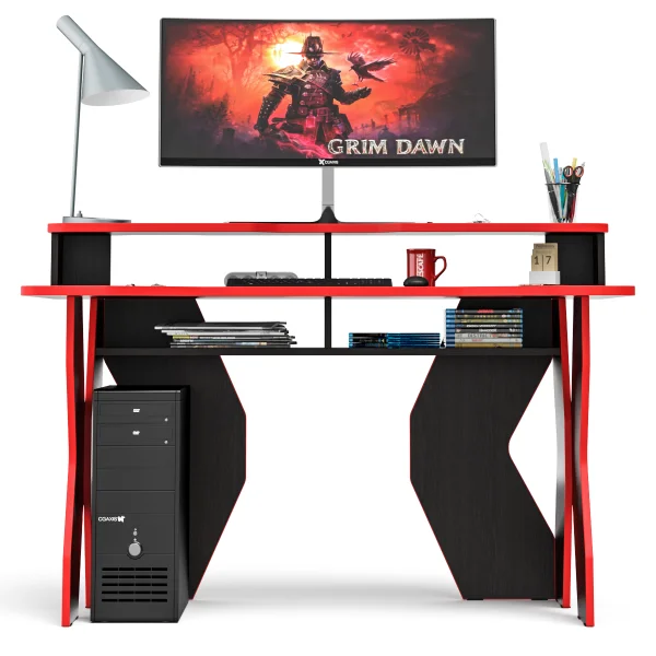 Стол компьютерный с надстройкой СК-5 (1400) венге/кромка красная