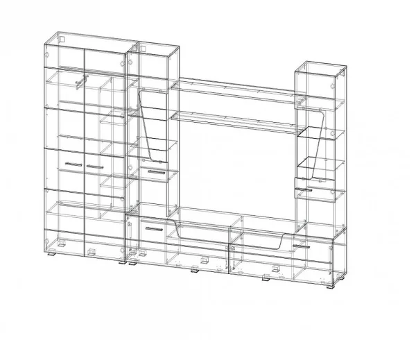 Модульная стенка Моника венге/белый глянец