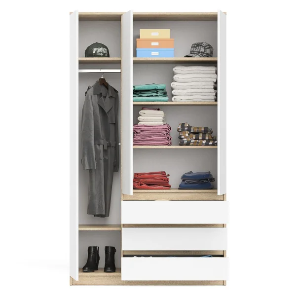 Шкаф с тремя ящиками и тремя дверками МШ 1200.1 дуб сонома/белый