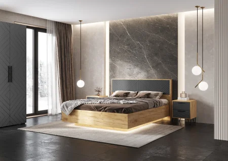 Тумбы прикроватные Флэш браш графит/дуб крафт